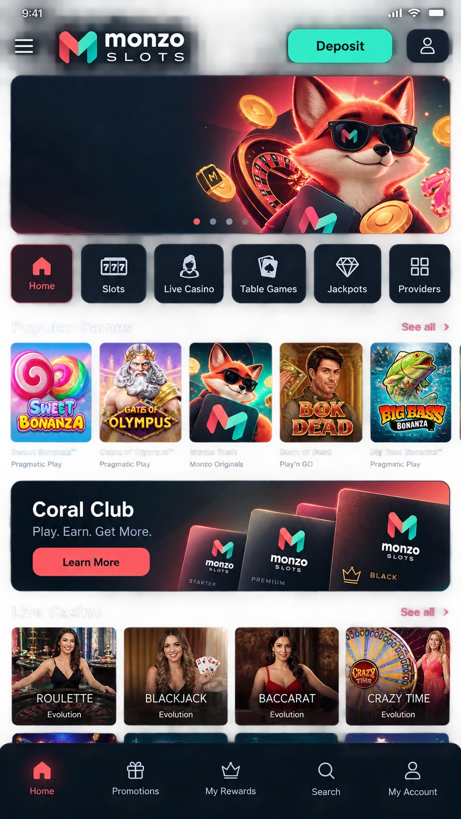 Monzo Slots programėlė